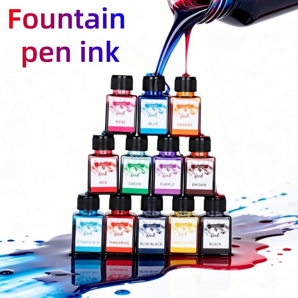 Fountain Pen Bottled Ink - Tinta Pena Fountain 12 Warna, 25ml,