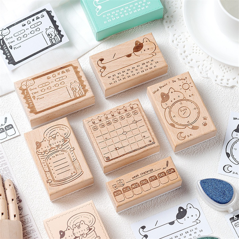 Stempel Karet Kayu Kucing Lucu - Rubber Date Stamp ulasan dan harga